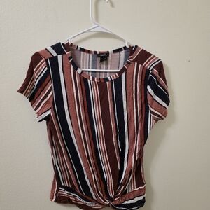 Rue21 Women's Striped Knot-Front Top - Red and Blue